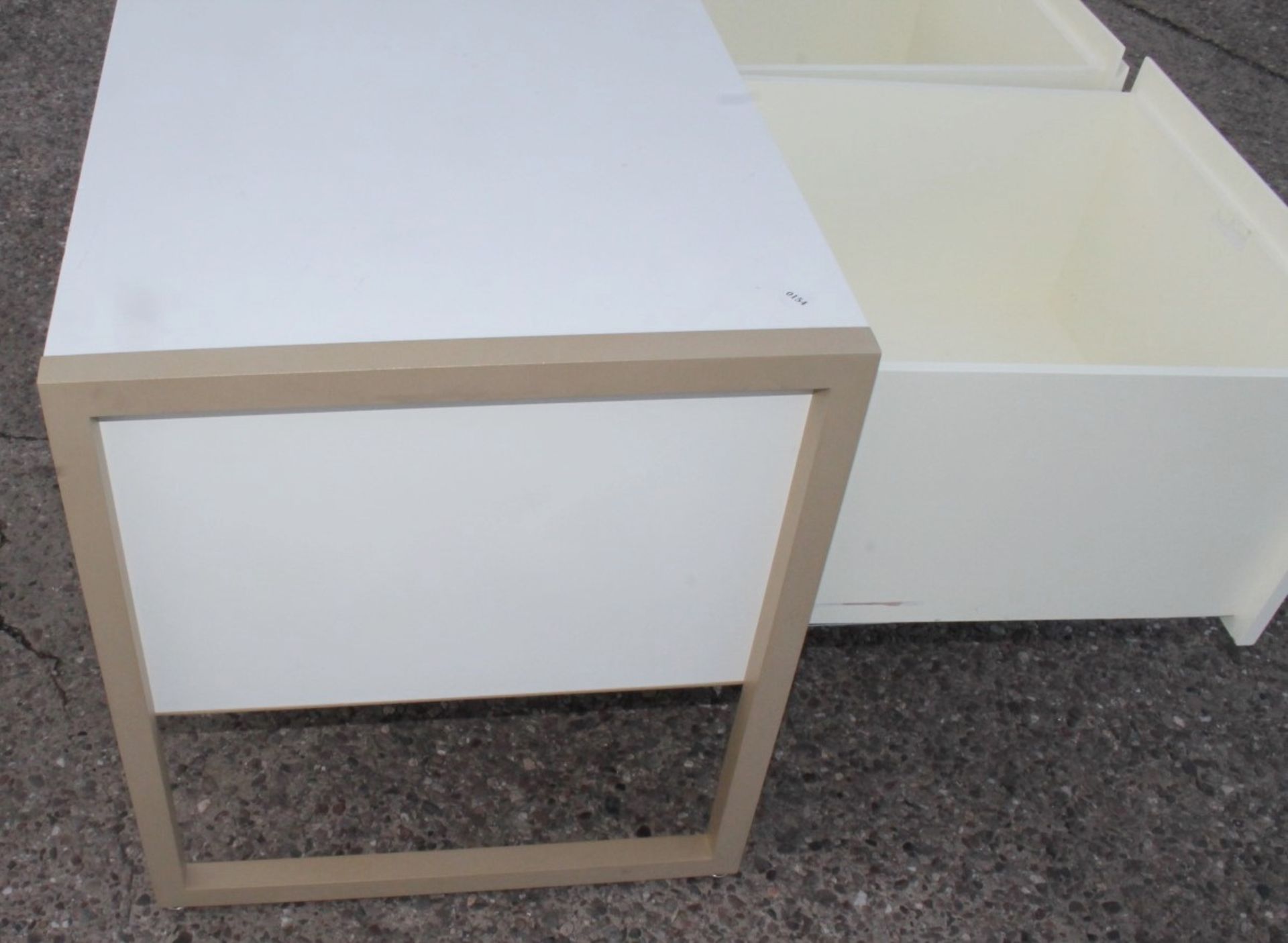 A Pair Of Large Matching Retail Display Units With 2-Drawer Storage In White And Gold - Image 8 of 8