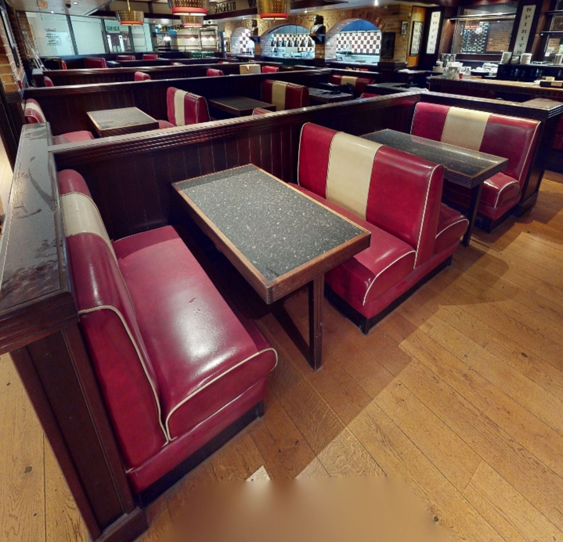 Large Collection of Restaurant Seating Benches and Tables From a Popular 1950's Inspired Italian- - Image 2 of 7