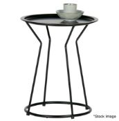 1 x WOOOD 'Yana' Black Metal Black Lacquered Frame And Tabletop Sidetable 50x41cm