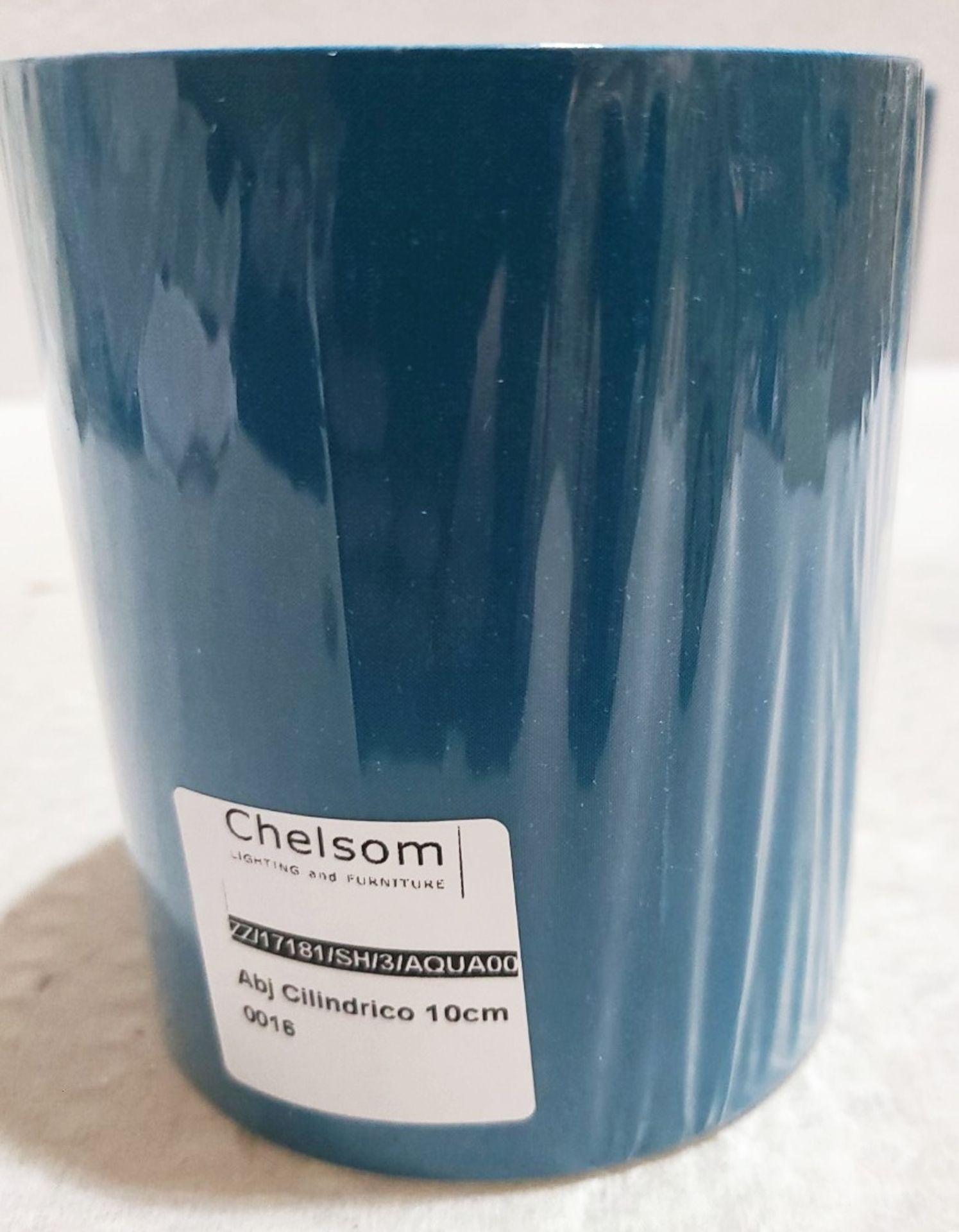 Set Of 2 x CHELSOM Small Cylindrical Cotton Aqua Shades 12x10cm - Image 5 of 5