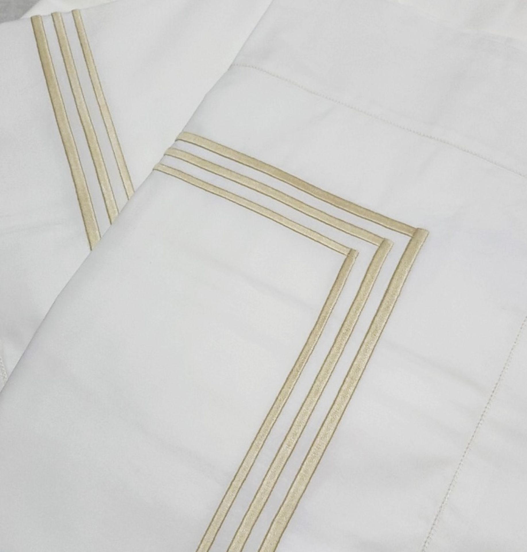 4-Piece PRATESI 'Tre Riche' Gold Embroidered Angel Skin Cotton Sheet & Pillow Set - Original