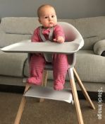 1 x STOKKE 'Clikk' Adjustable Grow-Along Grey High Chair And Safety Harness For 6 Months To 3 Years