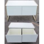 A Pair Of Large Matching Retail Display Units With 2-Drawer Storage In White And Gold