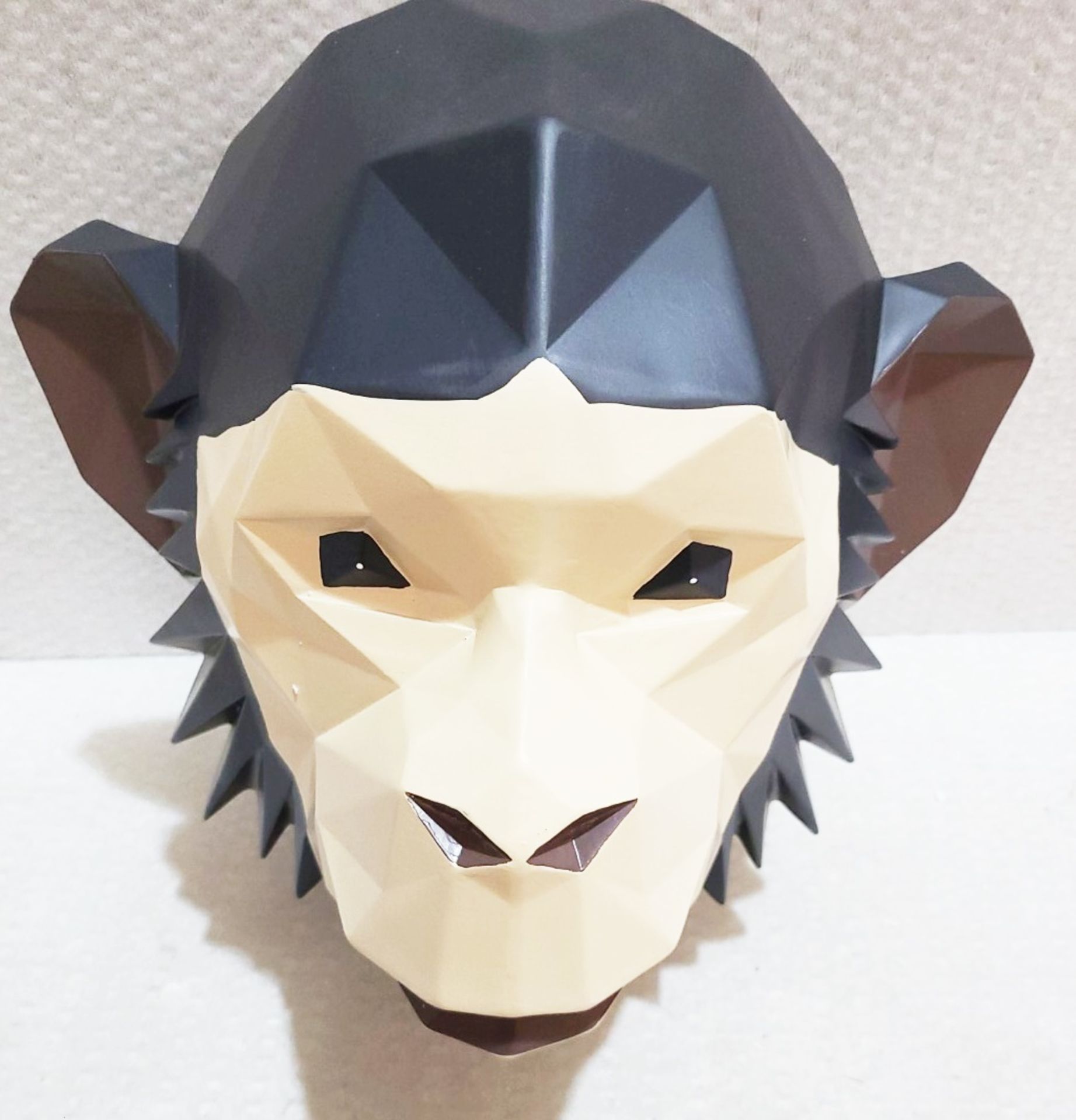 1 x BENTLEY & BO Cheeky Wall Hung Origami Hand-Painted Polyresin Monkey Head Figure 31x36cm - Image 2 of 6