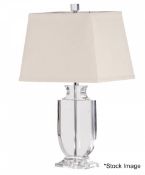 1 x BLUESUNTREE Art Deco Clear Crystal Urn Lamp With Rectangular Beige Shade 62 cm