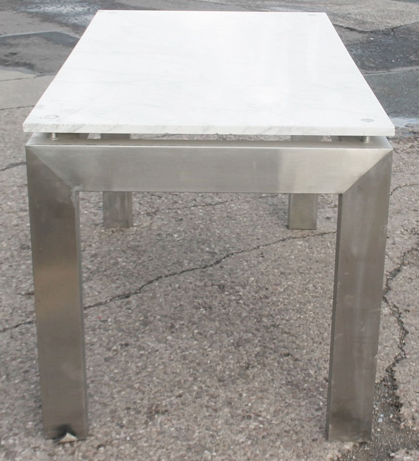 1 x Marble-Topped, Steel Framed Retail Display Table - Recently Removed From A World-renowned London - Image 2 of 3