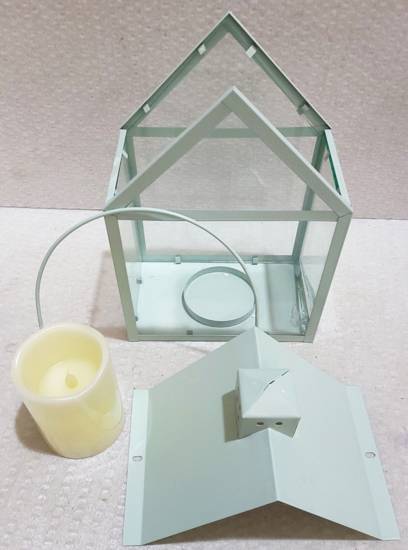 1 x SIRIUS 'Aura' Pistachio Nordic Lantern Holder With LED Wax Candle *See Condition Report - Image 3 of 8