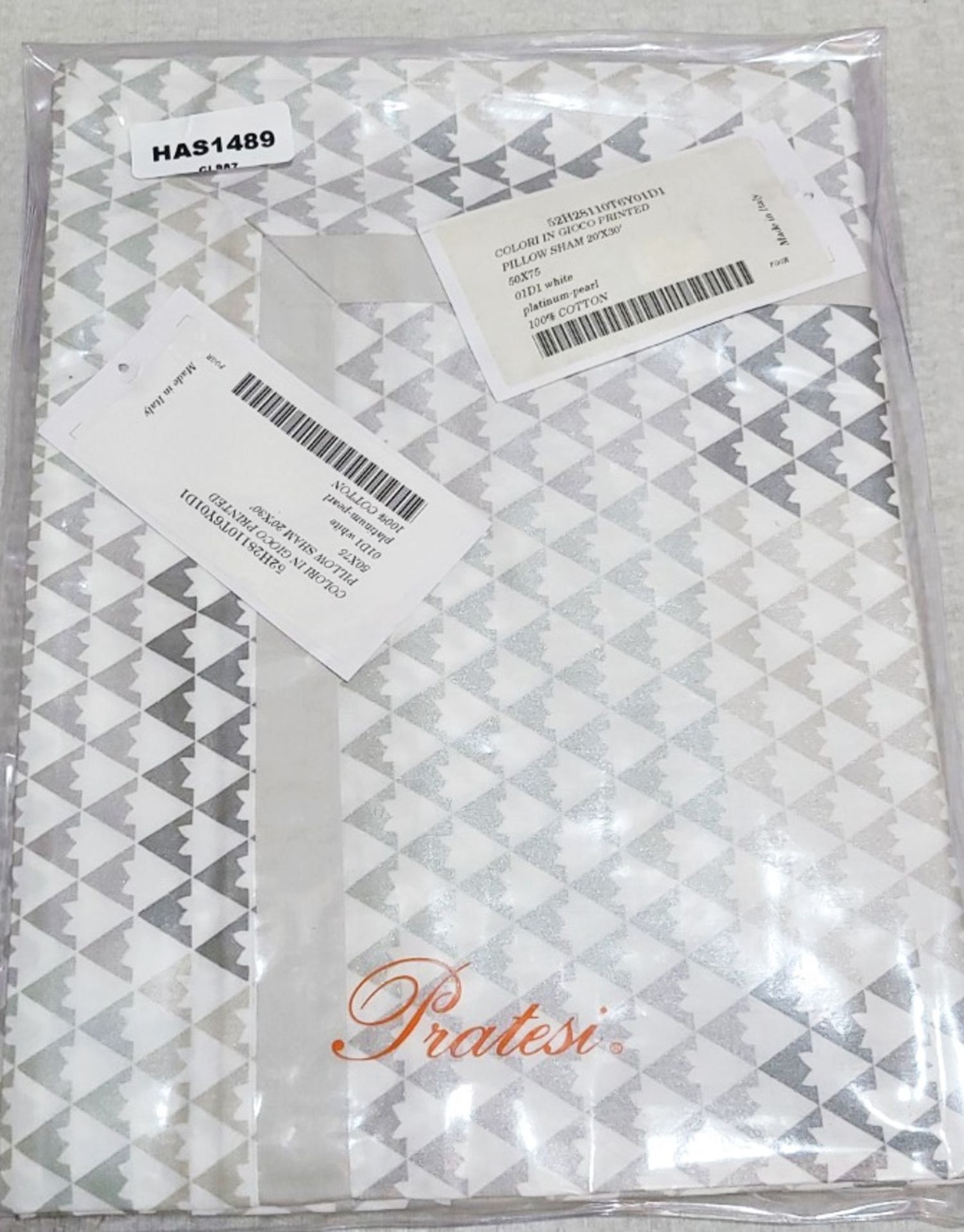 Set Of 2 x PRATESI Colori In Giocco Platinum-Pearl Printed Sham 75x50cm - Original Price £470.00 - - Image 2 of 5