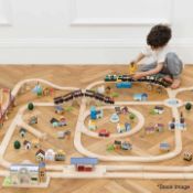 1 x LE TOY VAN Royal Express 180 Piece Wooden Train Set With 2 Trains, Track And Accessories