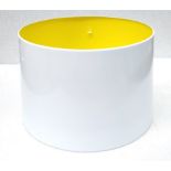 1 x BLUESUNTREE Large Scandi Metal White Pendant Drum Lamp Shape With Bright Yellow Interior 50cm