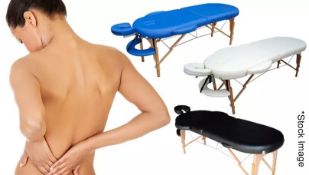 1 x ORCHID Blue Foam PVC Leather Fold Down Massage Table With Portable Case