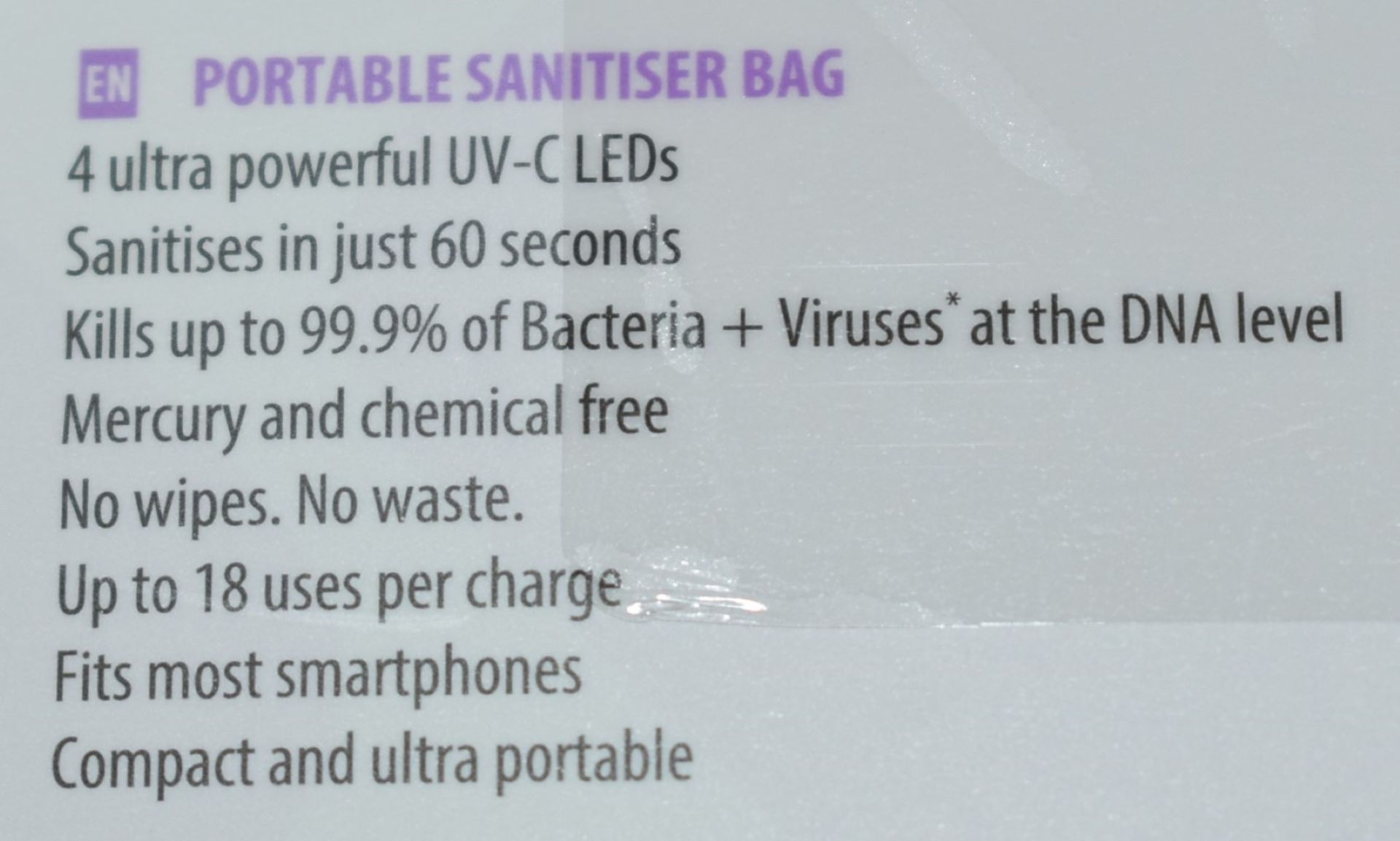 1 x Homedics UV Clean Portable Sanitiser Bag - Kills Upto 99.9% of Bacteria & Viruses in Just 60 - Image 17 of 18