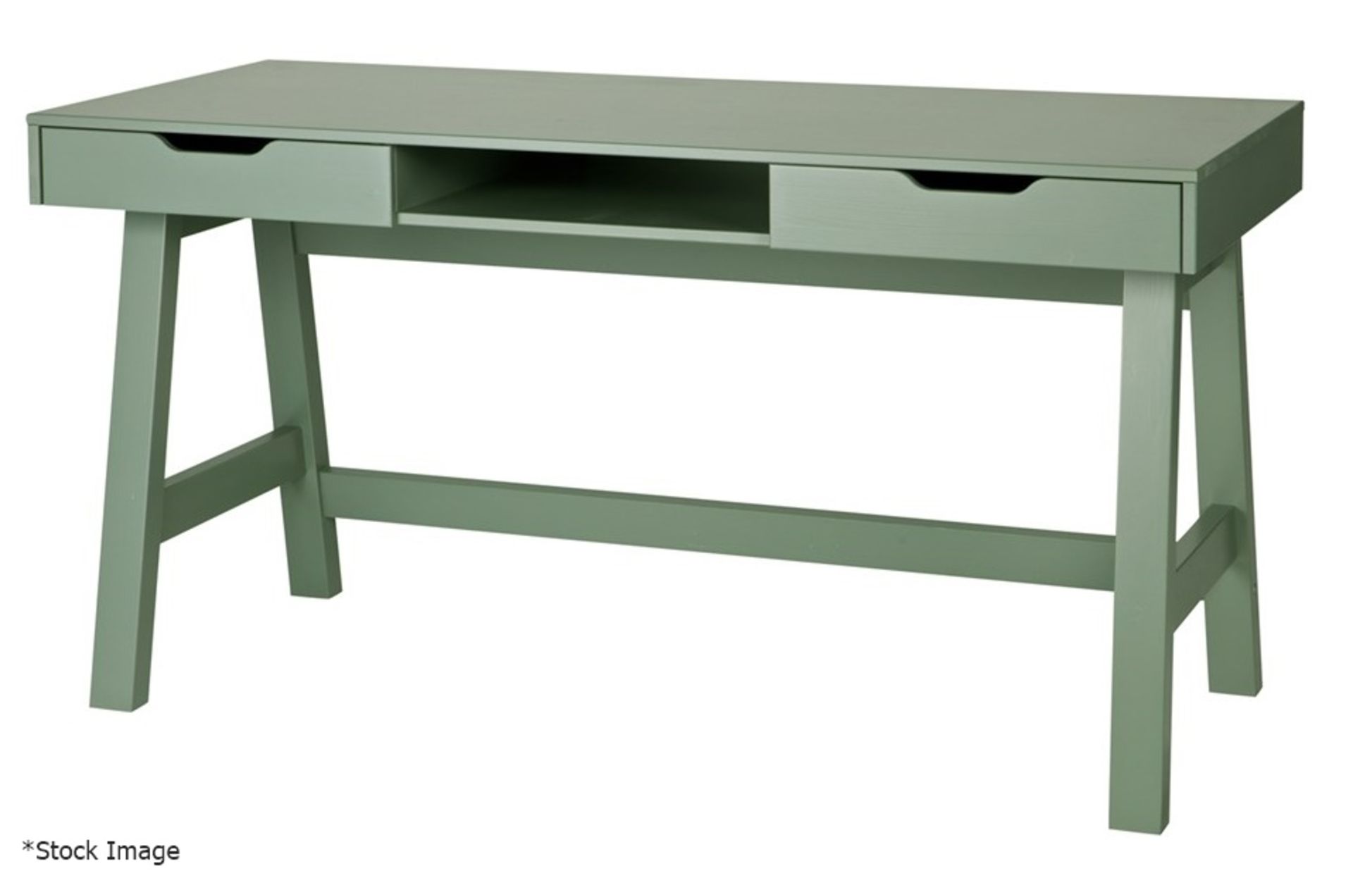 1 x WOOOD 'Nikki' Desk In Pale Sage Green - Original Price £385.00 - Made In Holland - Sealed - Image 2 of 5
