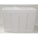JOB LOT of 10 x Gloss White 1200mm 4-Door Double Basin Freestanding Bathroom Cabinet - New & Boxed