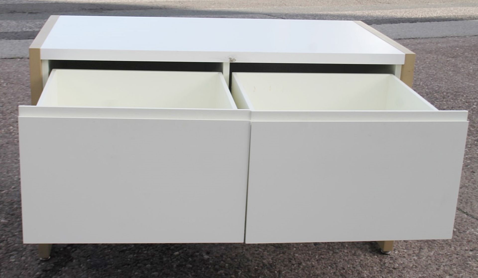 1 x Large 2-Drawer Retail Fixture In White And Gold - Recently Removed From A World-renowned - Image 2 of 2