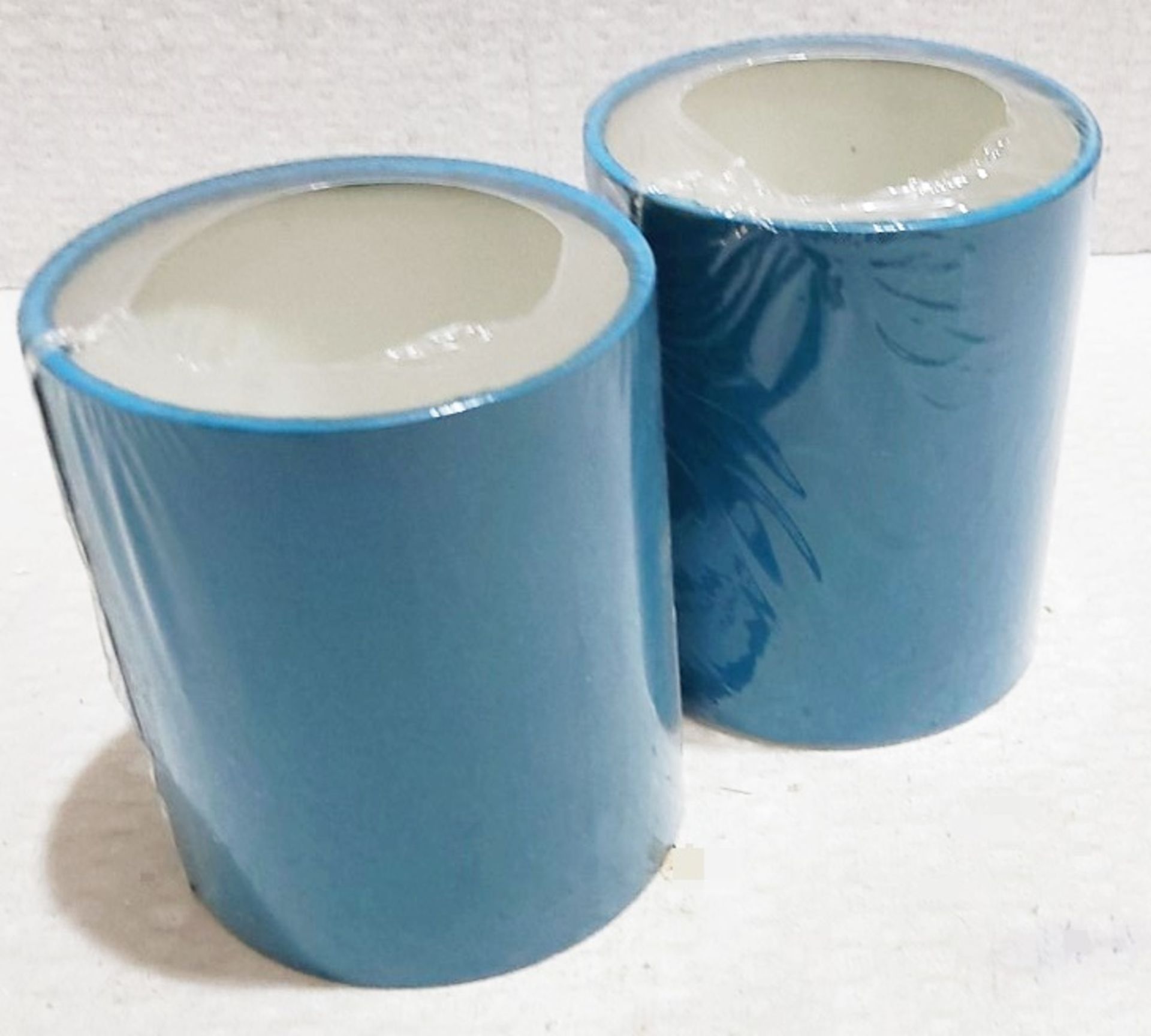 Set Of 2 x CHELSOM Small Cylindrical Cotton Aqua Shades 12x10cm - Image 3 of 5