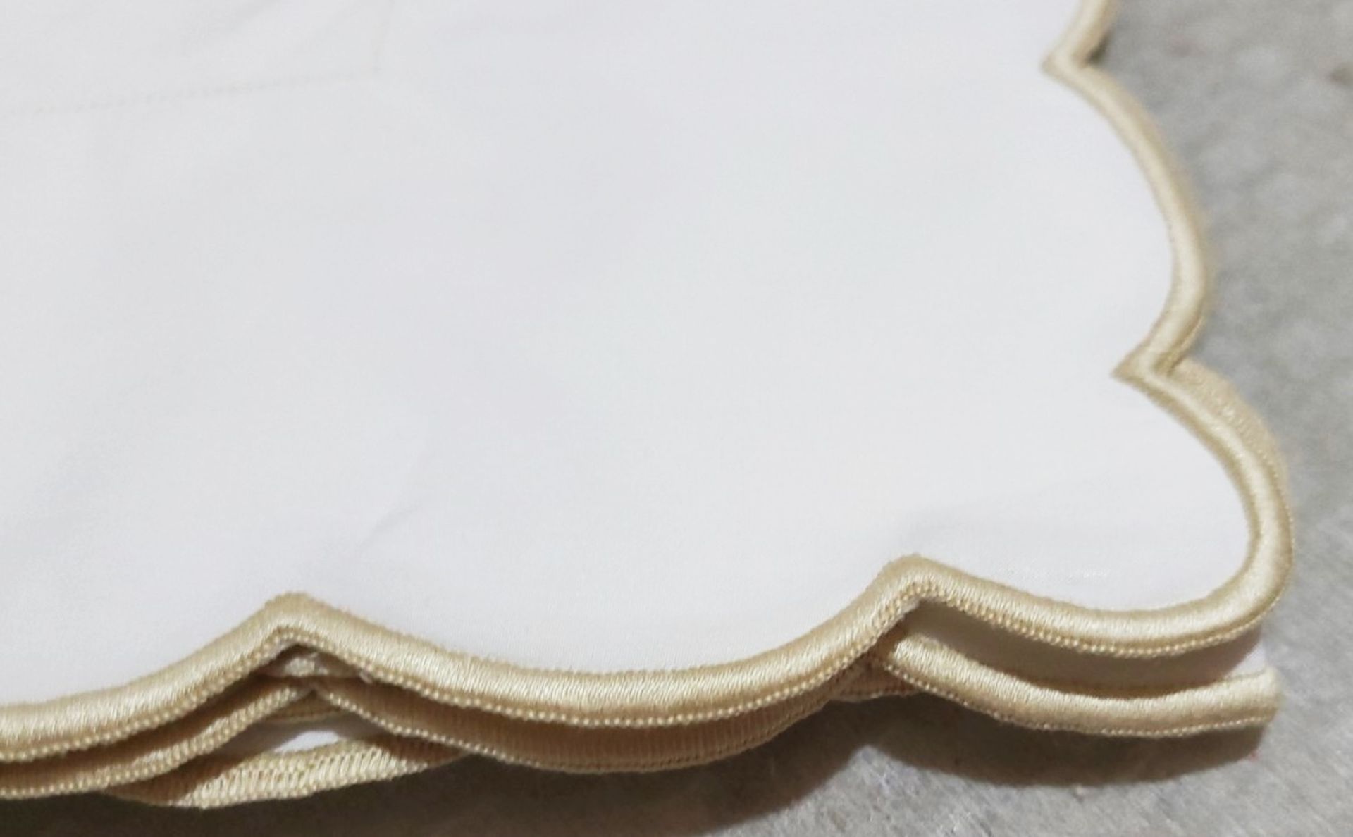 Set Of Two x PRATESI Treccia Infinity Gold Embroidered Pillow Sham On Angel Skin 50x75cm - Image 5 of 5