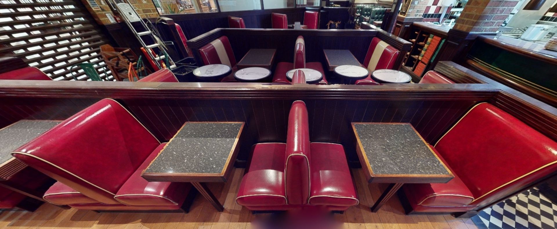 Large Collection of Restaurant Seating Benches and Tables From a Popular 1950's Inspired Italian- - Image 5 of 7