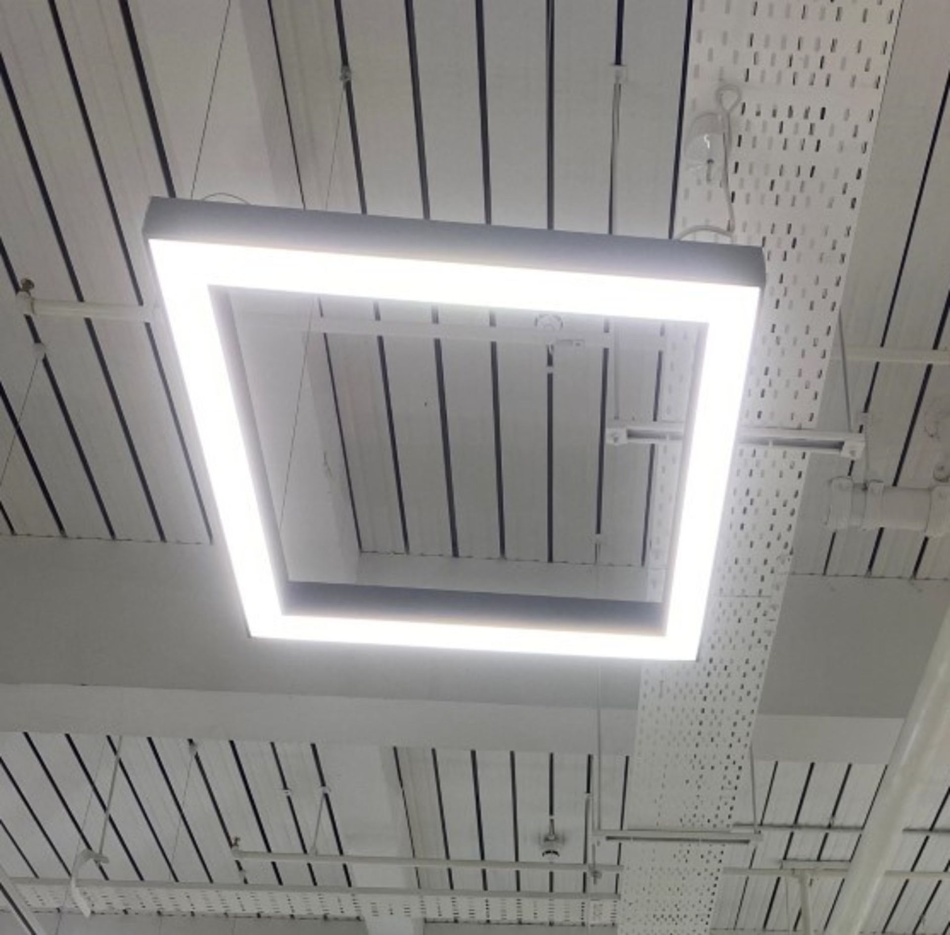 10 x Commercial Designer Square Suspension LED Ceiling Lights - Recently Removed From A Well-known