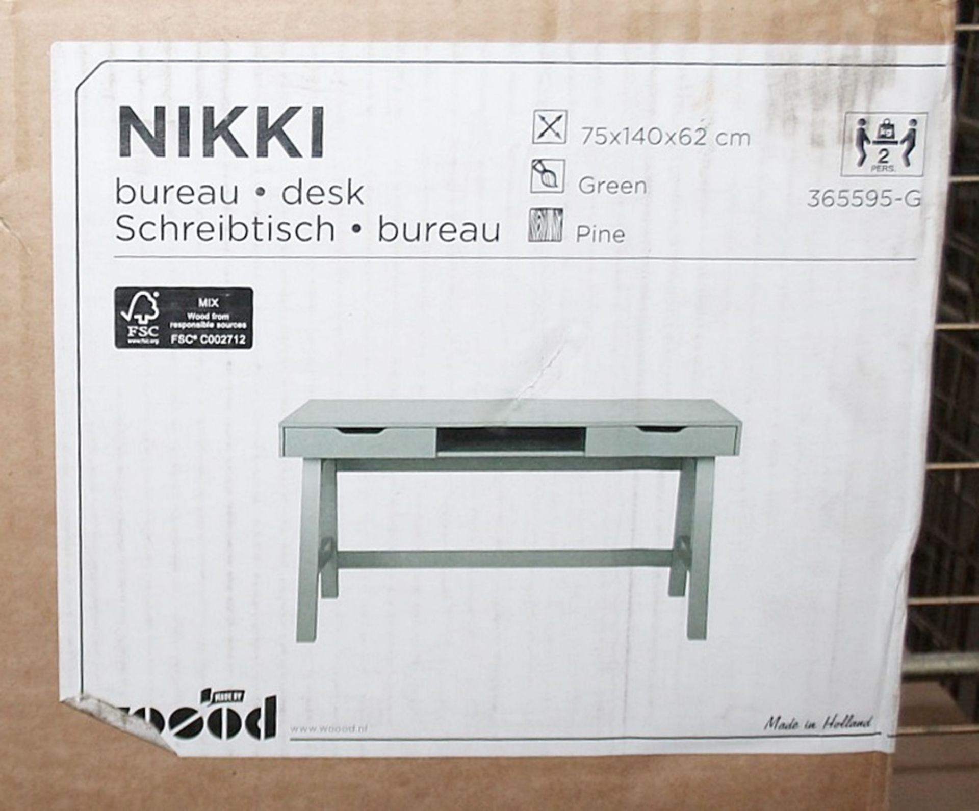 1 x WOOOD 'Nikki' Desk In Pale Sage Green - Original Price £385.00 - Made In Holland - Sealed - Image 5 of 5