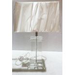 1 x BLUESUNTREE Stylish Rectangular Lead Crystal Column Table Lamp With Silver Fabric Oblong Shade