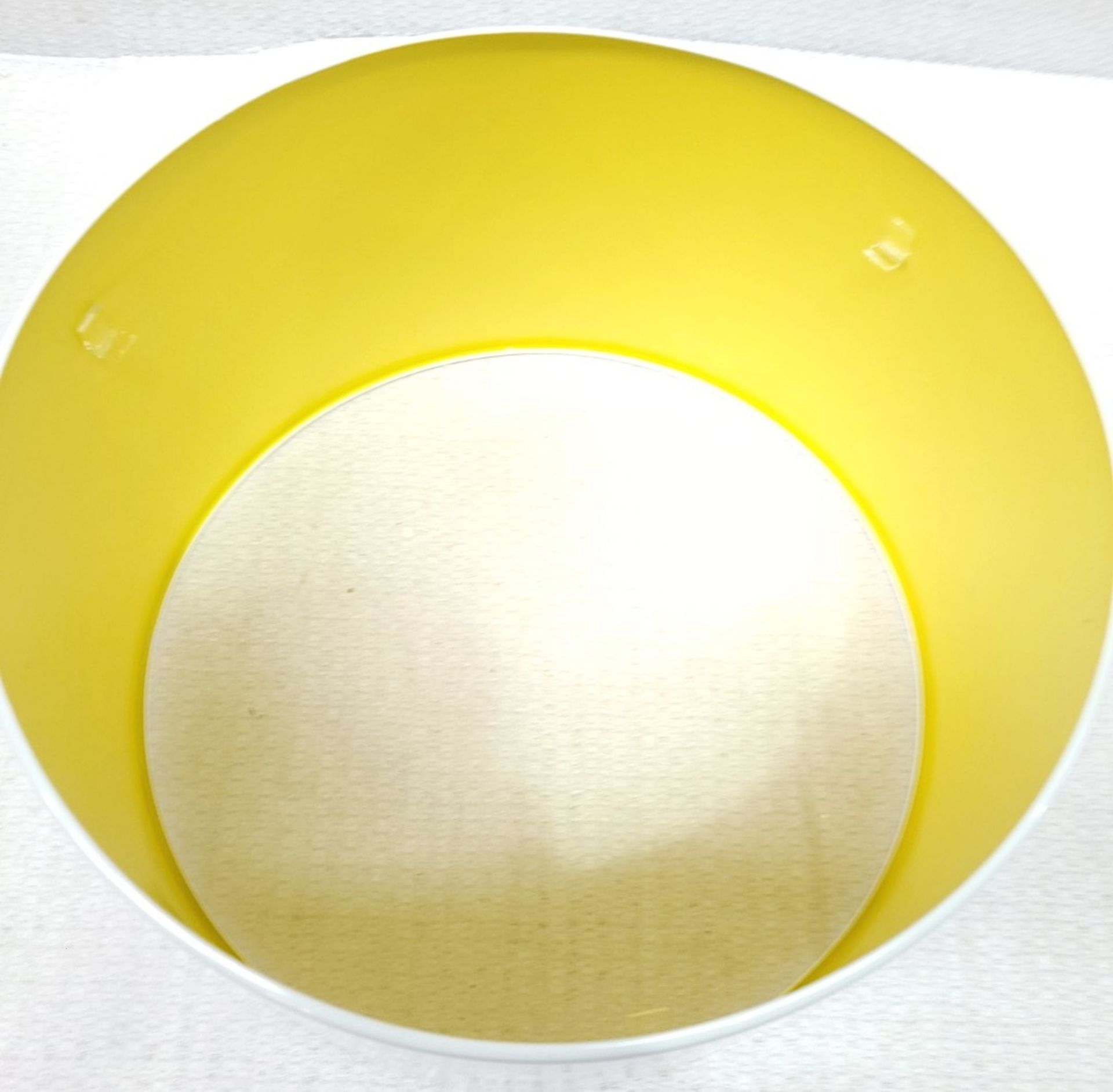 1 x BLUESUNTREE Scandi Metal White Pendant Drum Lamp Shape With Bright Yellow Interior 50cm - Image 5 of 5