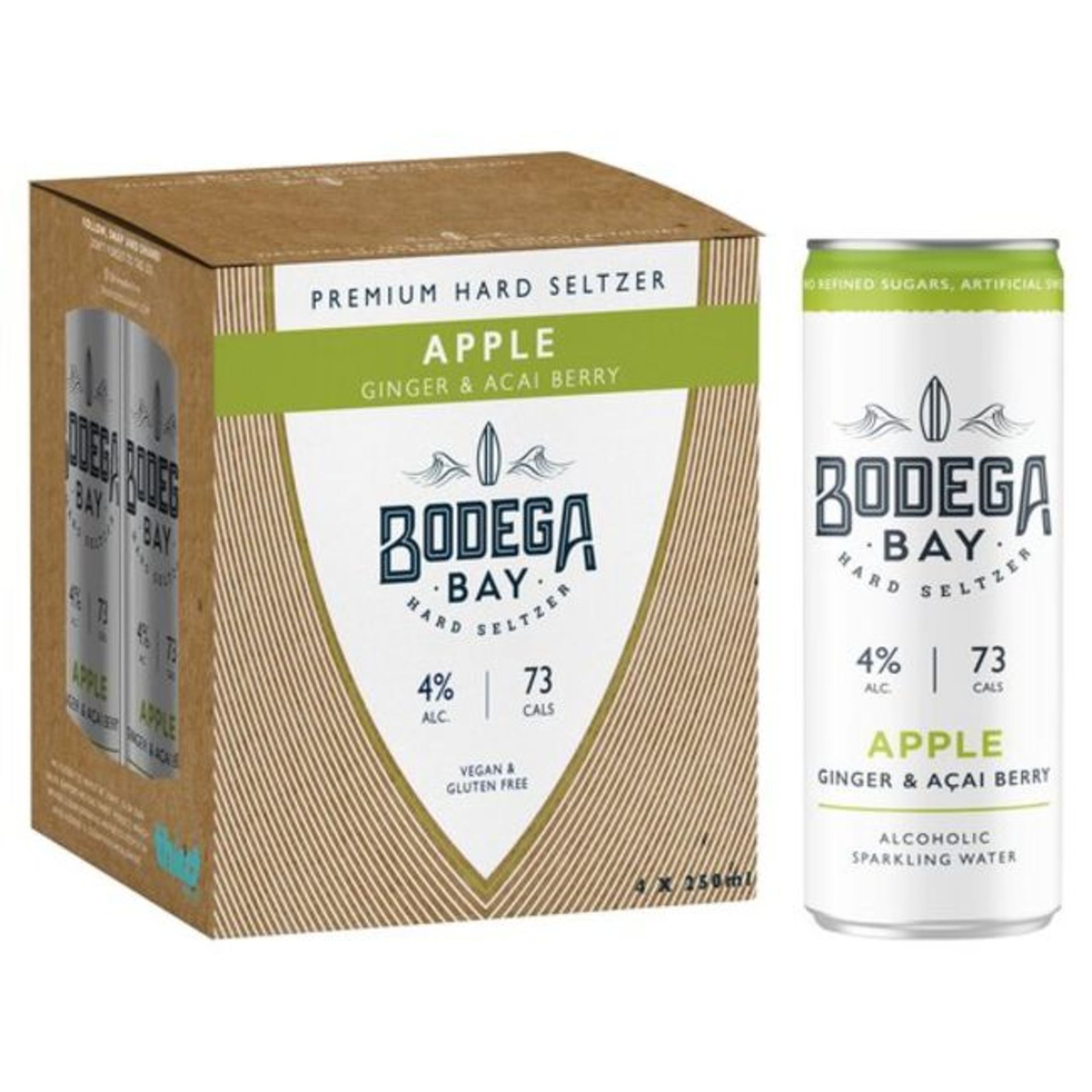 24 x Bodega Bay Hard Seltzer 250ml Alcoholic Sparkling Water Drinks - Apple Ginger & Acai Berry - Image 4 of 9