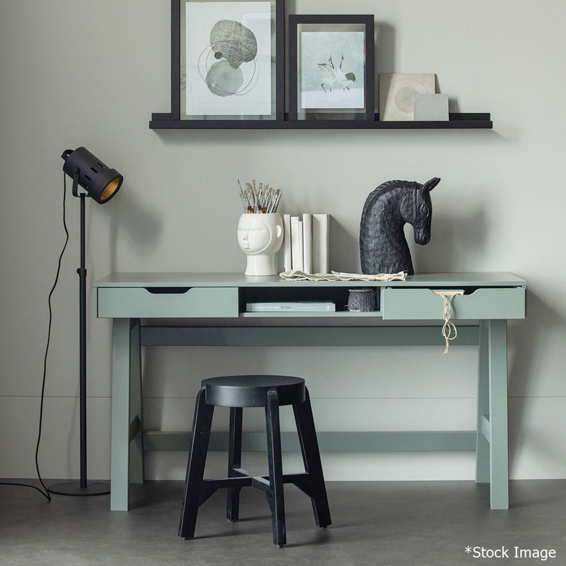 1 x WOOOD 'Nikki' Desk In Pale Sage Green - Original Price £385.00 - Made In Holland - Sealed