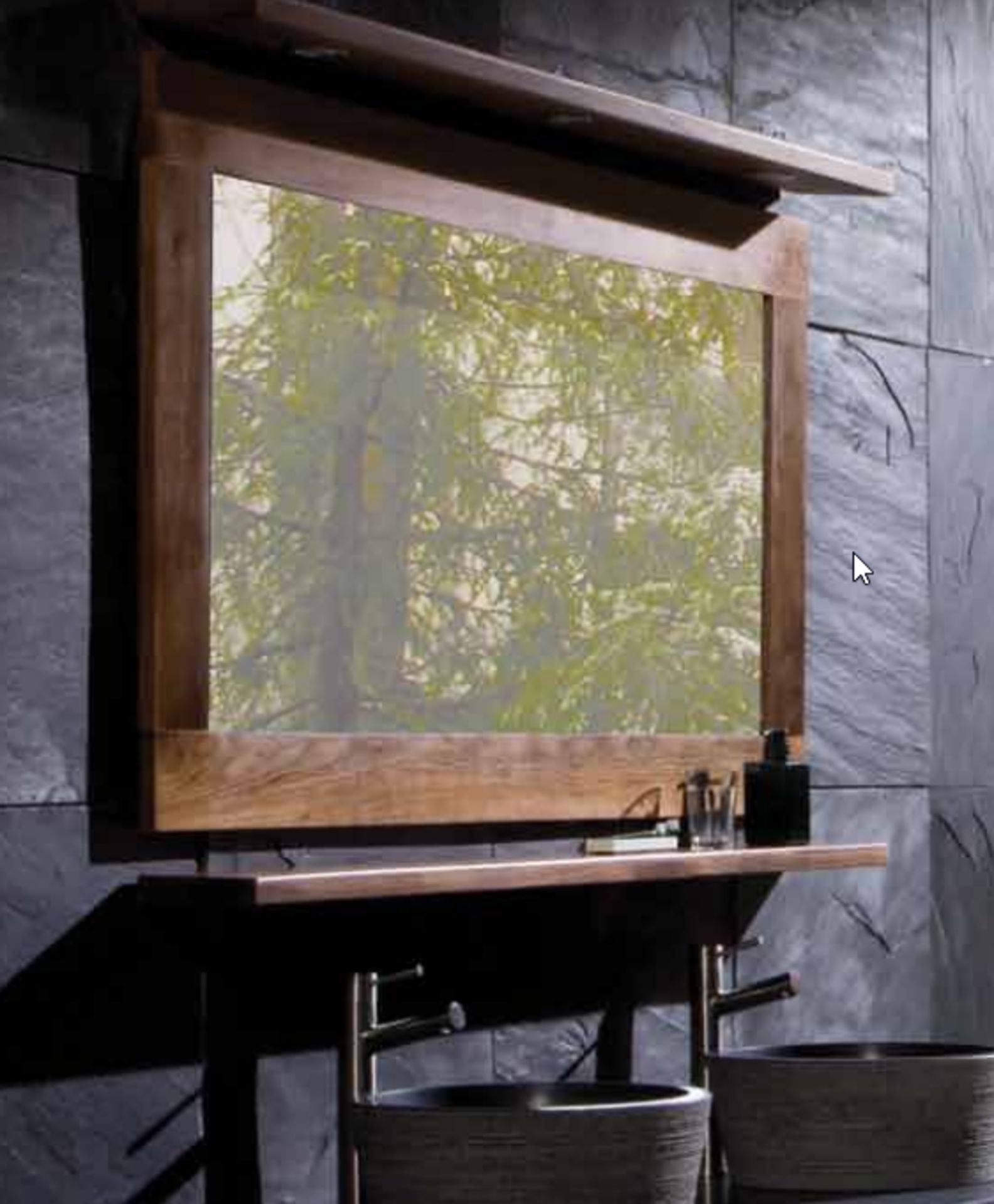 1 x Stonearth Bathroom Wall Mirror With Solid Walnut Frame and Bevelled Glass Mirror - Size: Large - Image 9 of 11