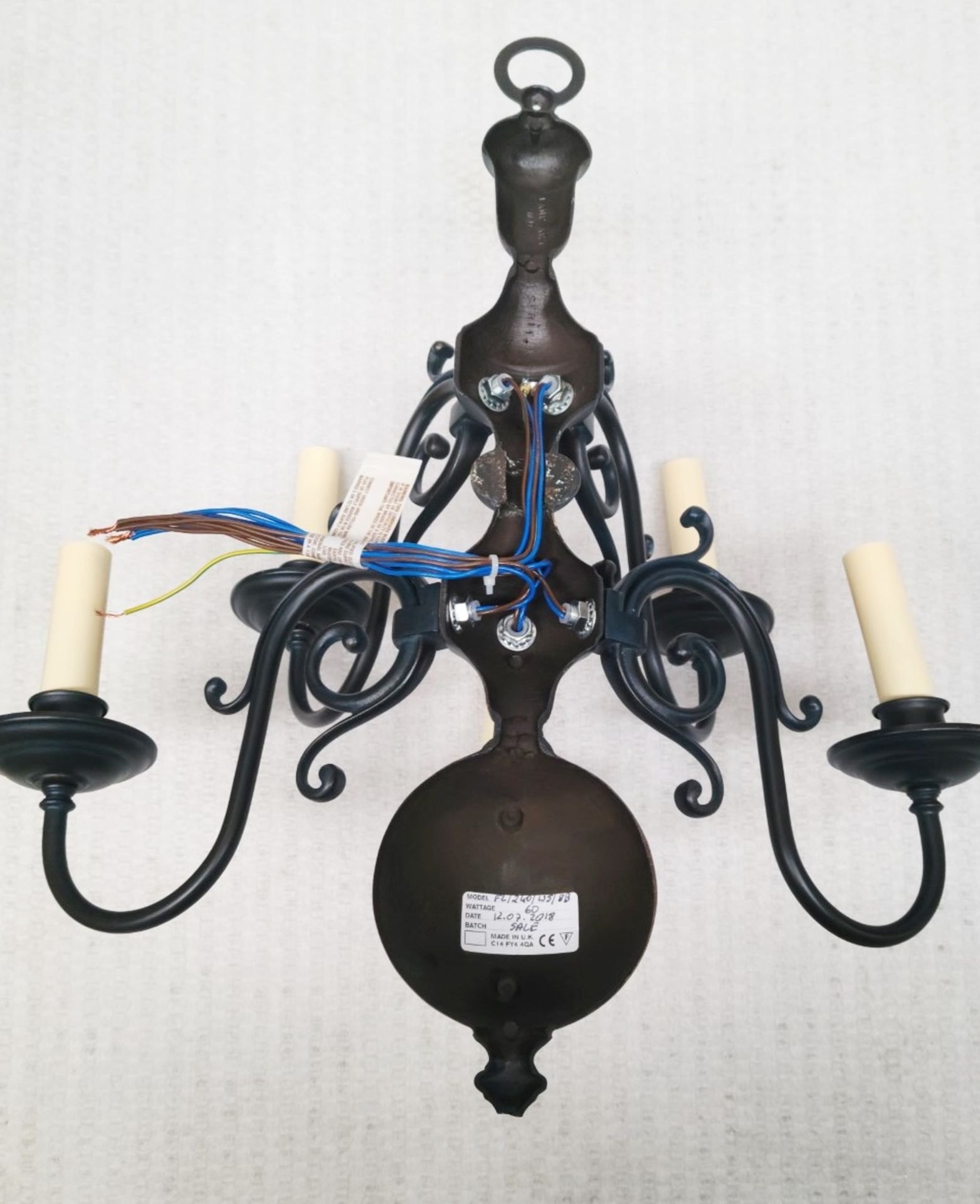 1 x CHELSOM Flemish Style 5 Light Dark Bronze Wall Sconce, With Outswept Curling Arms & Drip Pans - Image 6 of 11