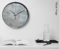 1 x CLOUDNOLA Structure Concrete Speckle-Print Wall Clock With Polished Silver Hands and Rim 40cm