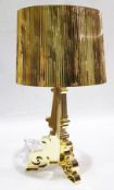 1 x BLUESUNTREE Baroque Styled Perspex Three Intersecting Panel Gold Table Lamp with Shade 72cm