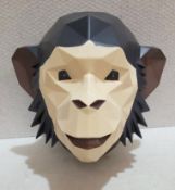 1 x BENTLEY & BO Cheeky Wall Hung Origami Hand-Painted Polyresin Monkey Head Figure 31x36cm