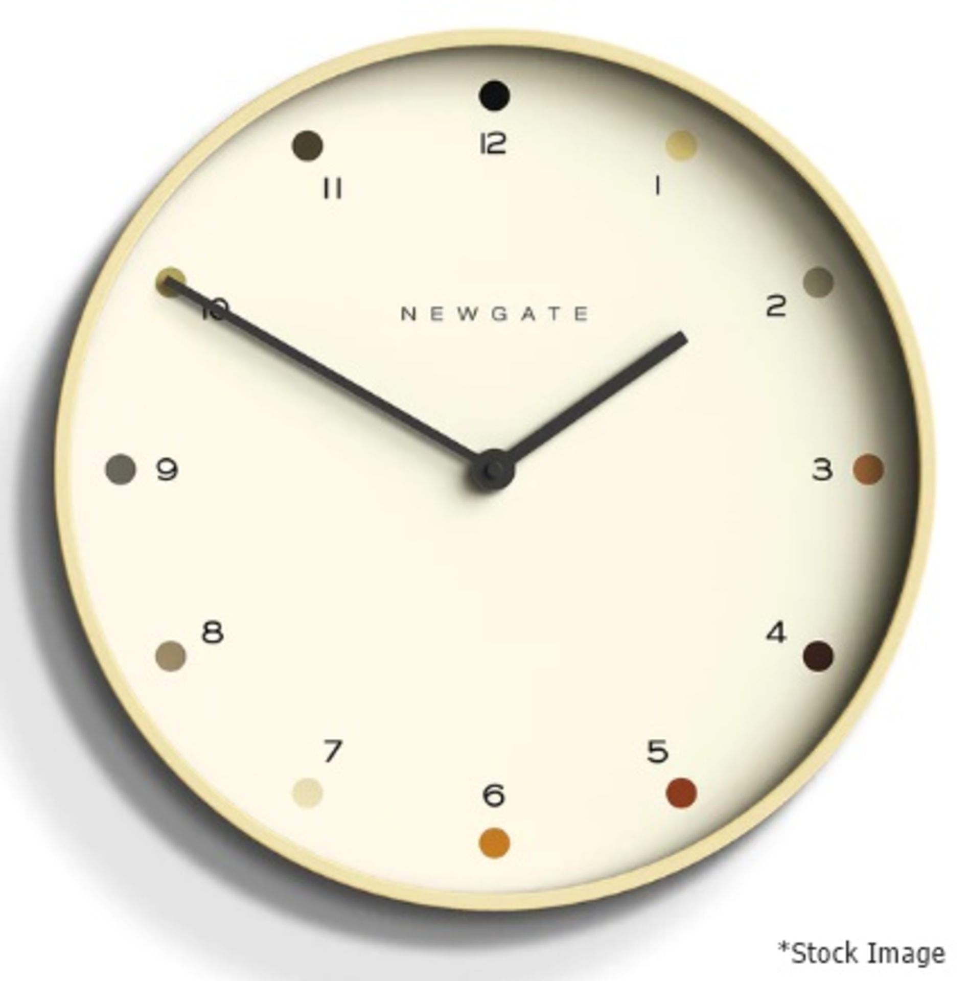 1 x NEWGATE Modern Mr Clarke Dot Wall Clock In Pale Plywood 28cm - RRP £79.99 - New Boxed Stock - Image 2 of 9