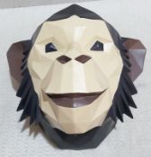 1 x BENTLEY & BO Cheeky Wall Hung Origami Hand-Painted Polyresin Monkey Head Figure 31x36cm