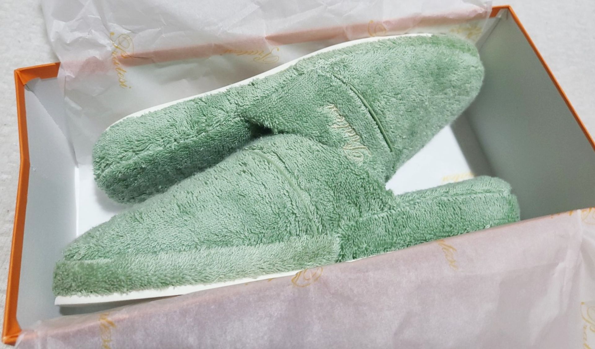 1 x PRATESI Panofole Sage Green Terry Cotton Slippers Size 40/41- RRP: £200.00 - Image 3 of 4