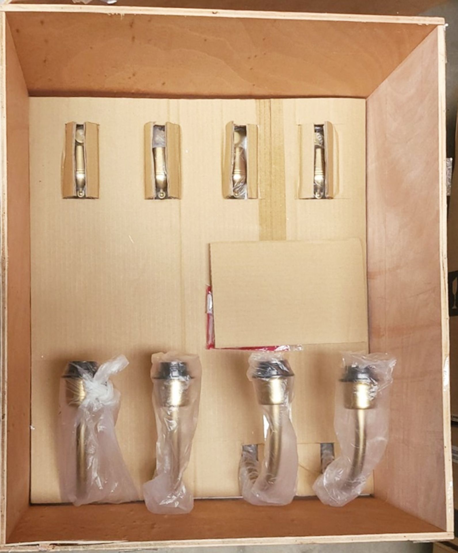 Set Of 4 x CHELSOM Brass Downlight On A Brass Square Backplate With Wood Detail & LED Reading Light
