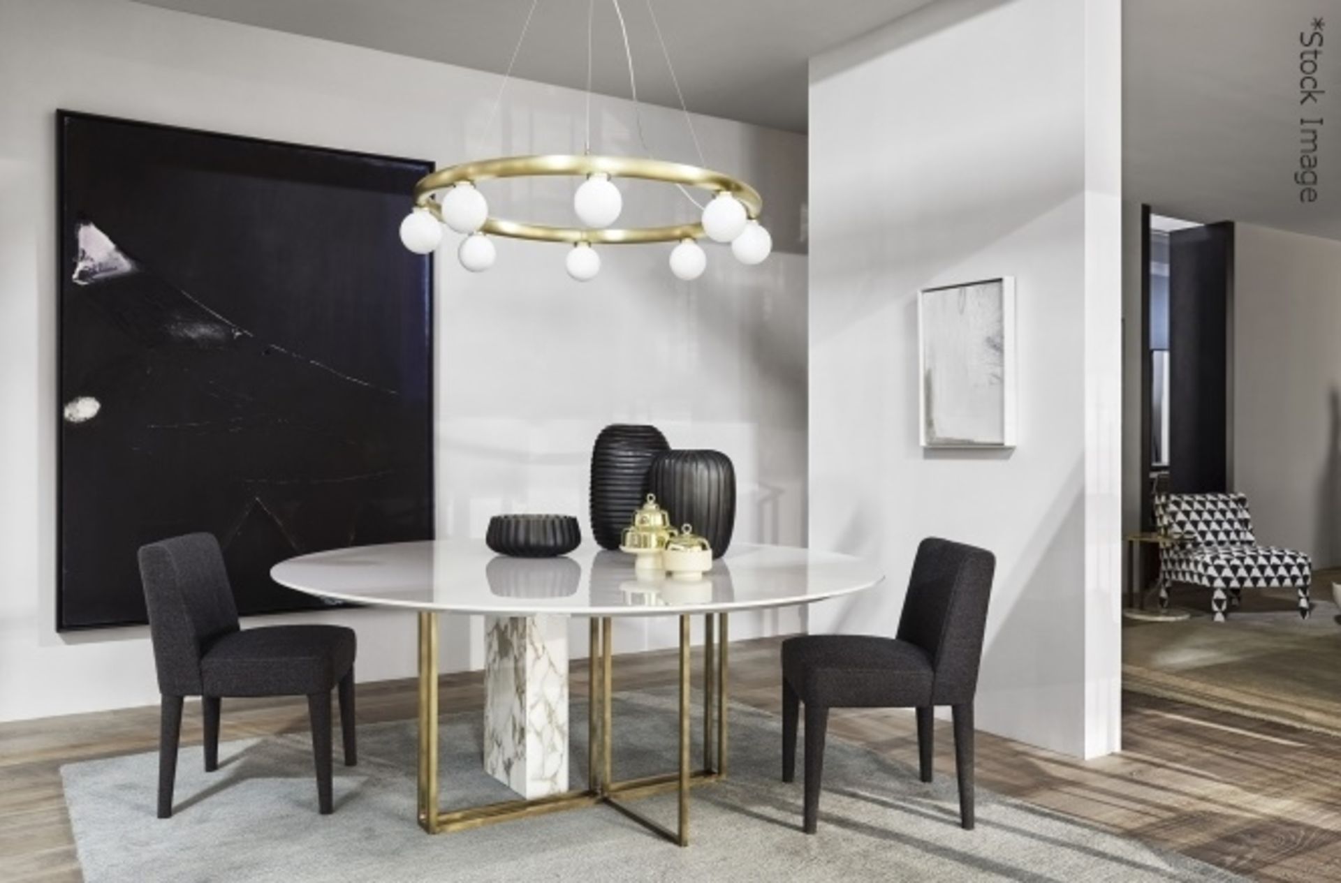 1 x Huge Luxury Statement Circular 8-Light Chandelier In Brass With Opal Shades - Price £3,540 - Image 6 of 10