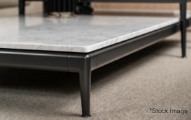 1 x FLEXFORM Pico Low Rising Coffee Table With a Carrara Marble Top And Aluminum Cast Tapered Legs