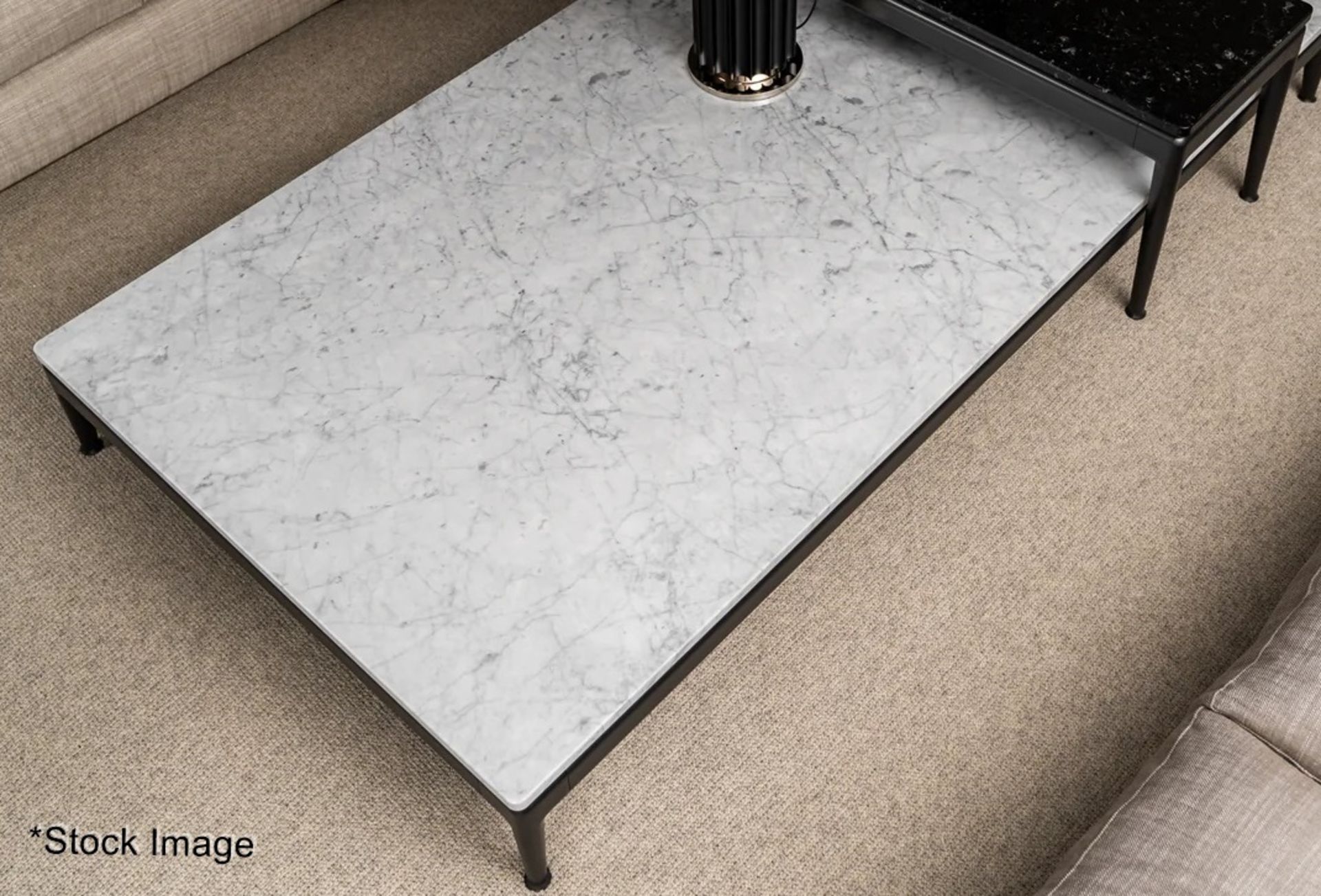 1 x FLEXFORM Pico Low Rising Coffee Table With a Carrara Marble Top And Aluminum Cast Tapered Legs - Image 8 of 12