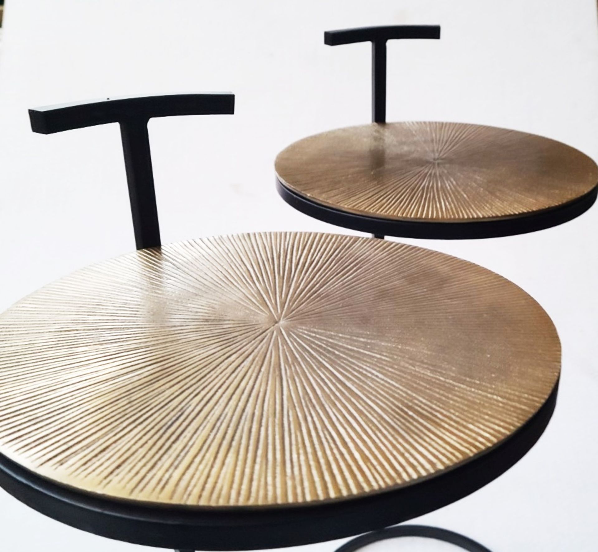 Set Of 2 x BEPUREHOME 'Position' Art Deco Antique Brass Side Tables - Height 64cm - Image 3 of 6