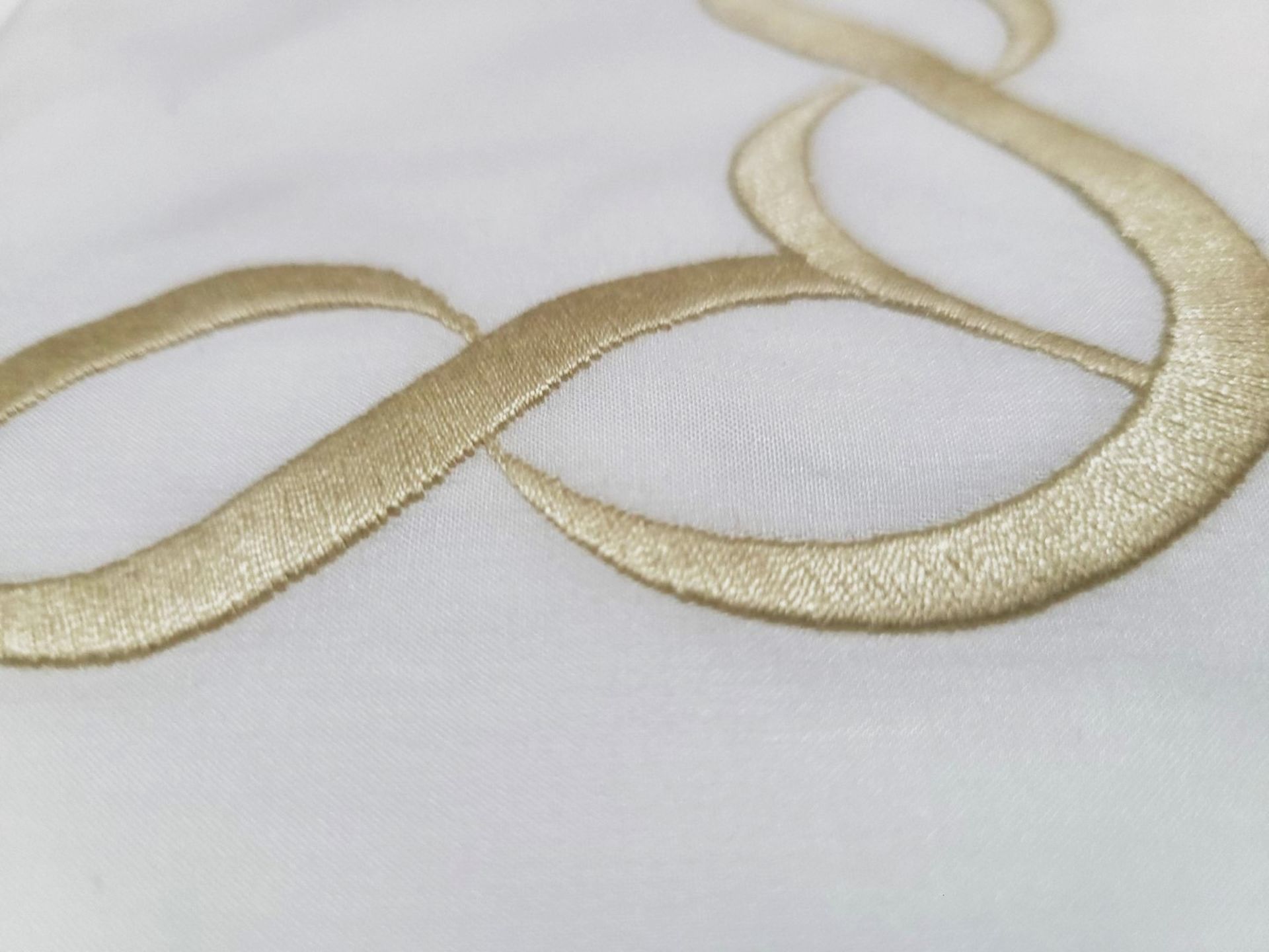 Set Of Two x PRATESI Treccia Infinity Gold Embroidered Pillow Sham On Angel Skin 50x75cm - Image 2 of 5