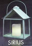 1 x SIRIUS 'Aura' Pistachio Nordic Lantern Holder With LED Wax Candle *See Condition Report*