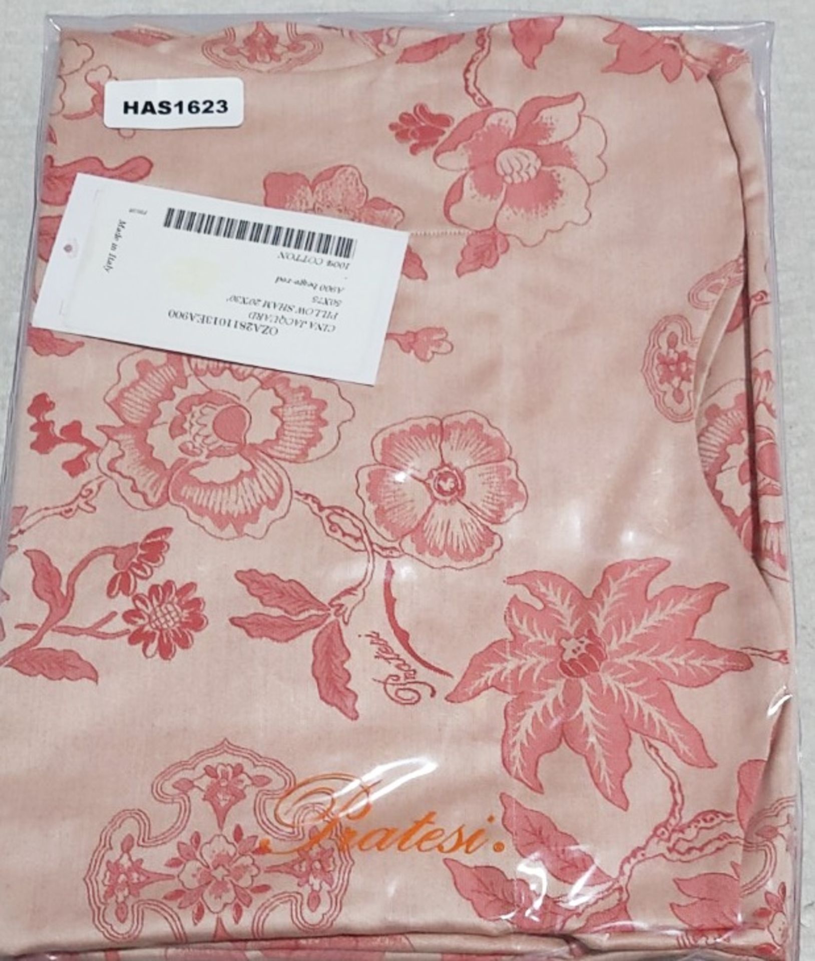 Set Of 2 x PRATESI 'Cina' Jacquard Pink Floral Print Pillow Shams (50x75cm) - Image 3 of 4