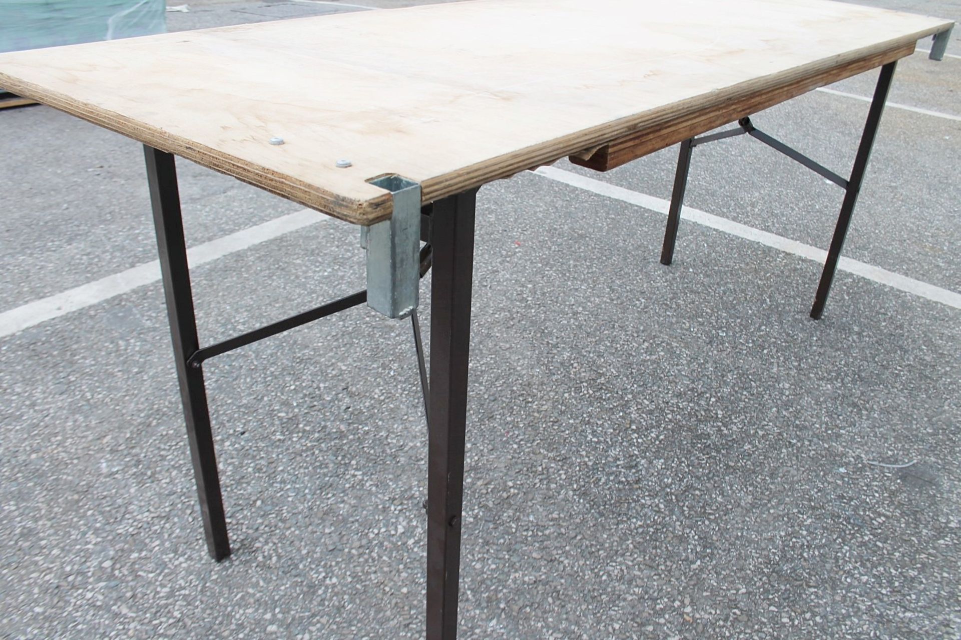 1 x Folding 6ft Wooden Topped Rectangular Trestle Table - Recently Removed From A Well-known - Image 2 of 6