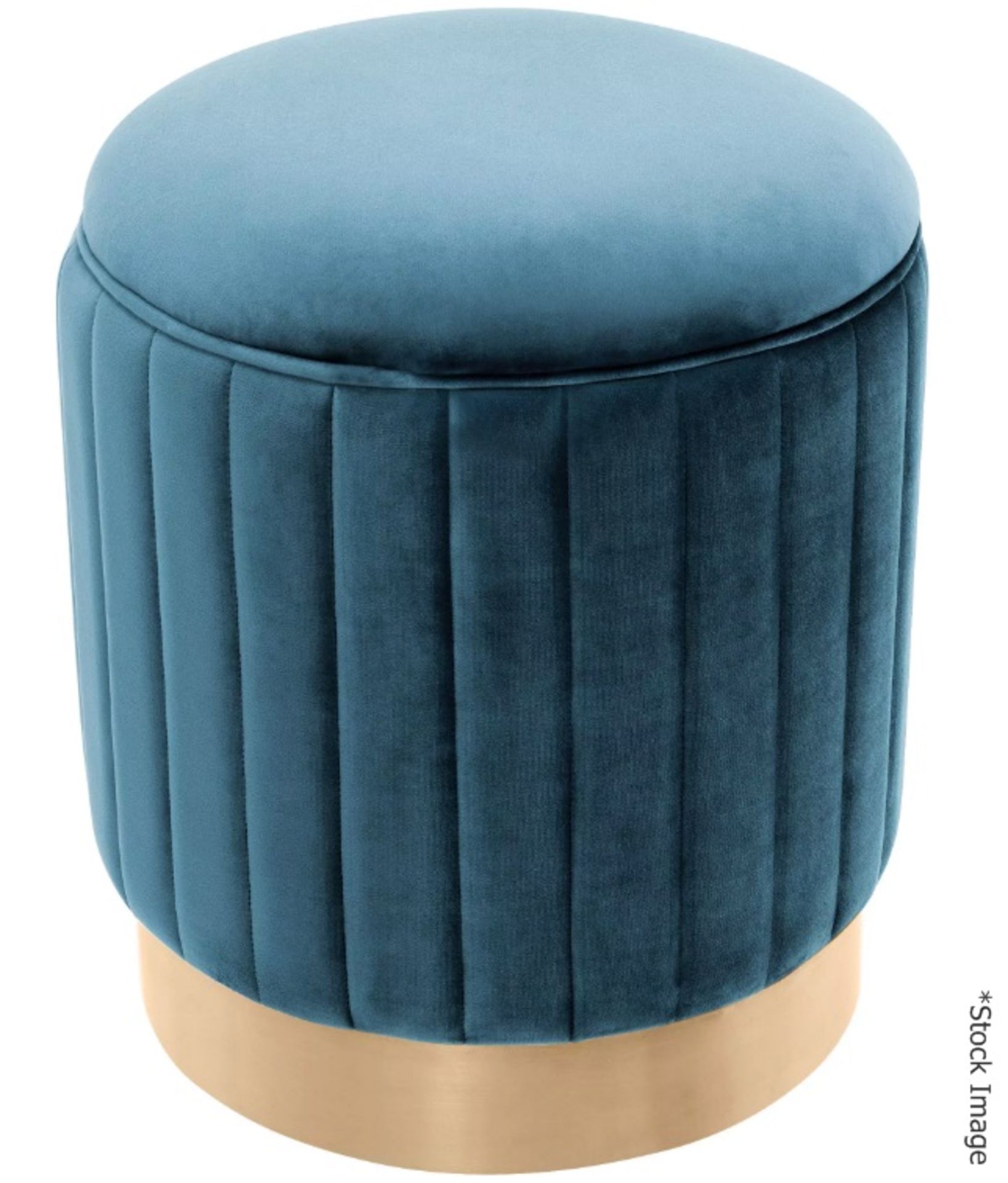 1 x EICHHOLTZ 'Allegra' Luxury Teal Velvet Vanity Stool, With A Brass Base - Original Price £850.00