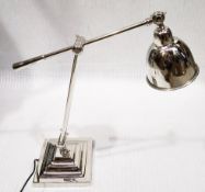 1 x BLUESUNTREE Nickel Angled Single Light Desk Lamp With Flexible Hinges And A Dome Shaped Shade