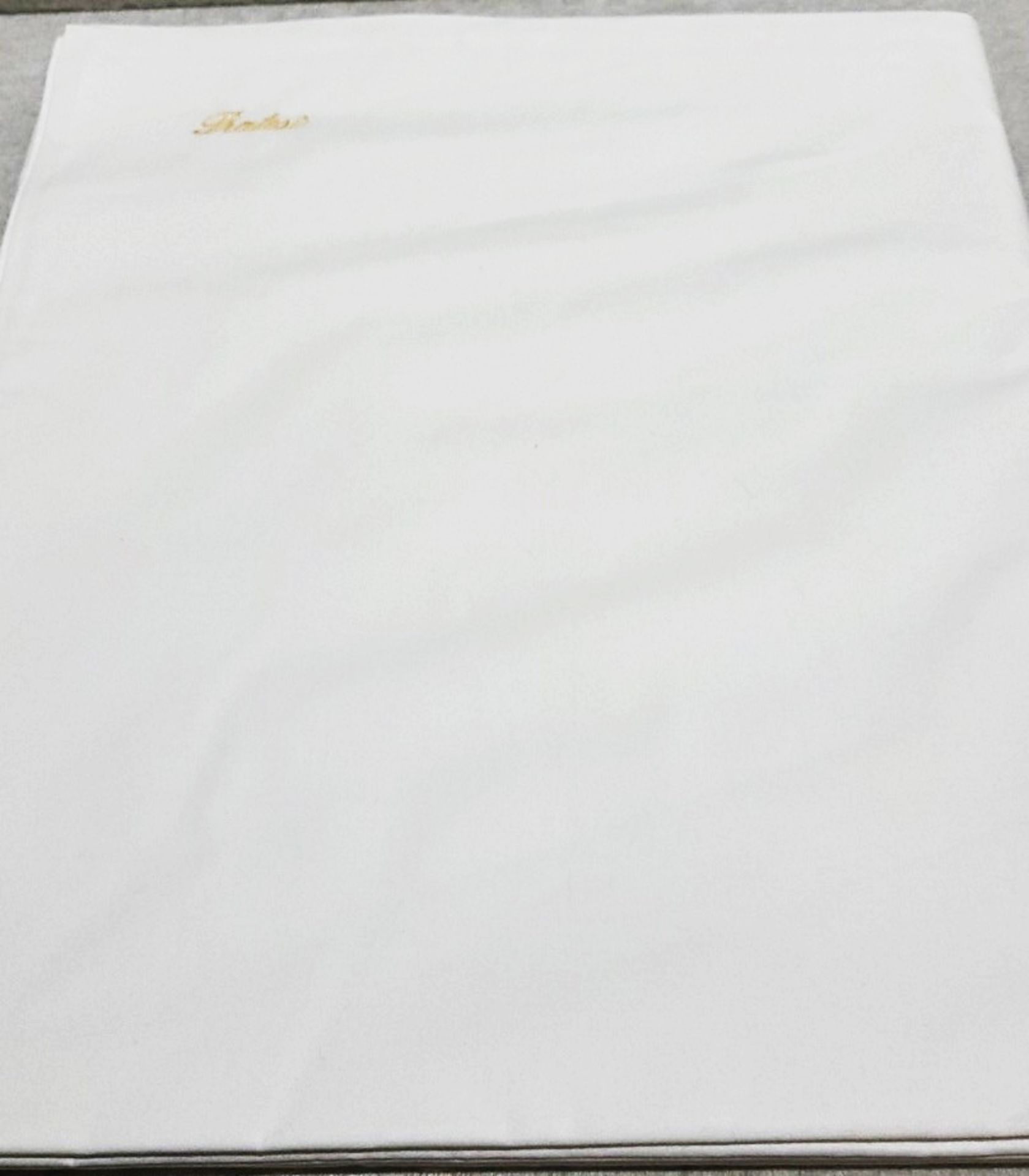 4-Piece PRATESI 'Tre Riche' Gold Embroidered Angel Skin Cotton Sheet & Pillow Set - Original - Image 5 of 5
