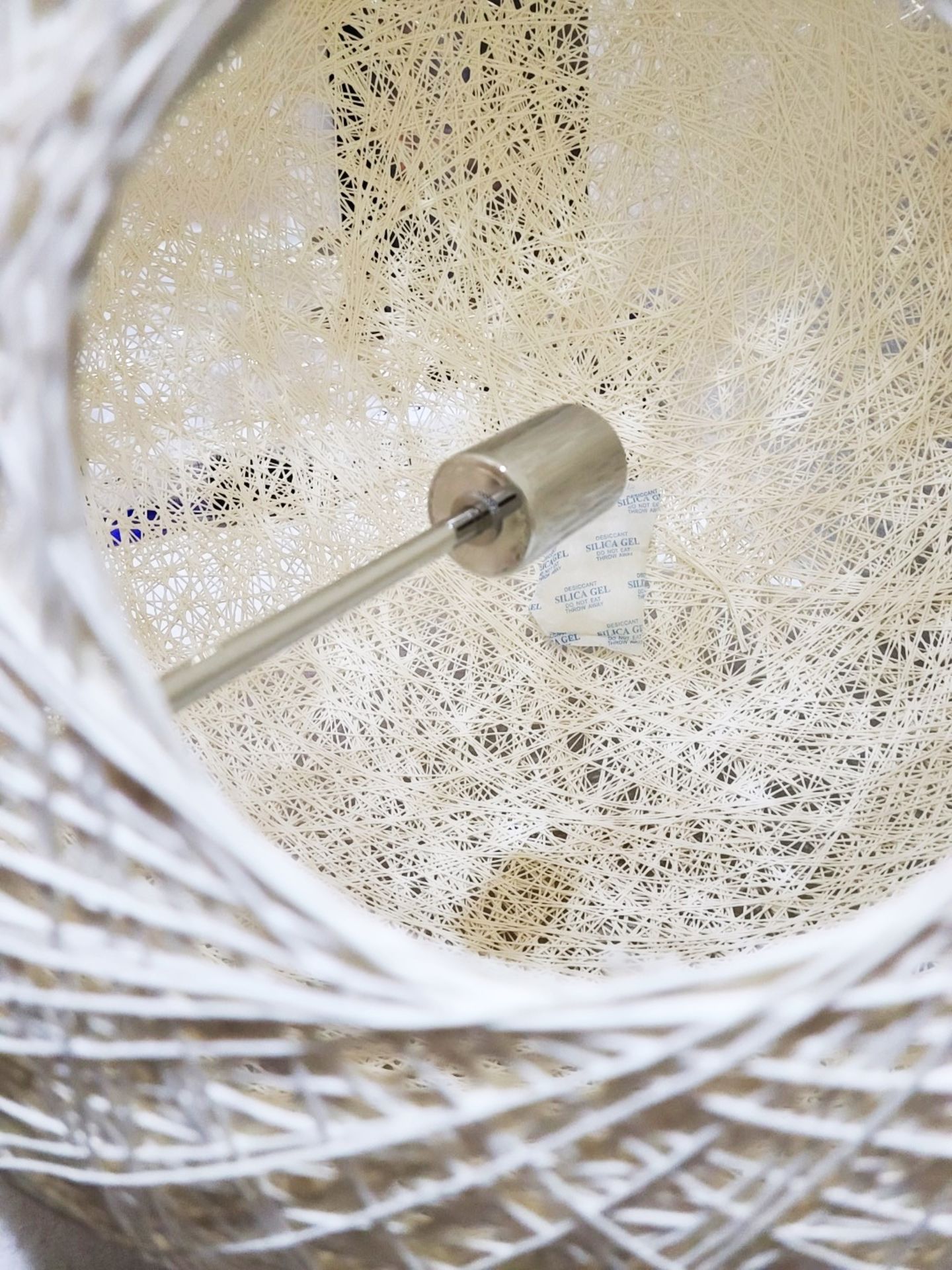 1 x BLUESUNTREE Elegant 88cm Off White Woven String Resin Nest Ball Pendant Lamp Wired For Mains - Image 2 of 6