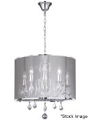 1 x SEARCHLIGHT Venetian Pendant With Chrome Finish, Translucent Chrome Shade & Glass Trimmings